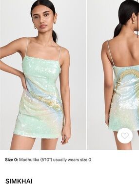 SIMKHAI Franky Marble Printed Sequins Draped Mini Dress
